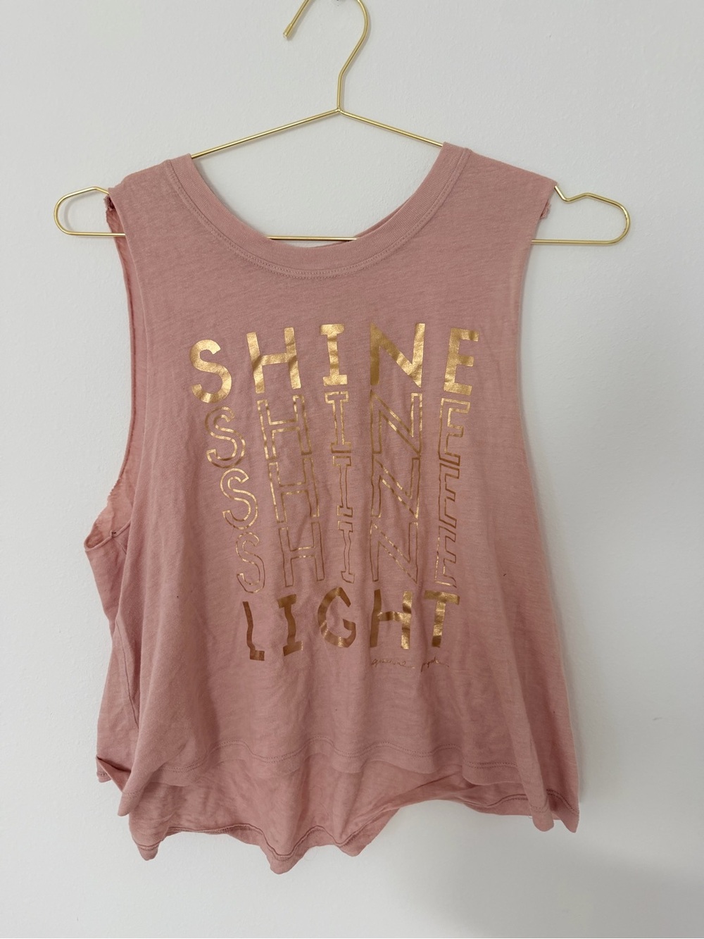 Spiritual Gangster pink and gold Tank SHINE LIGHT size large